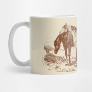 Brown Horses Retro Vintage Illustration Mug